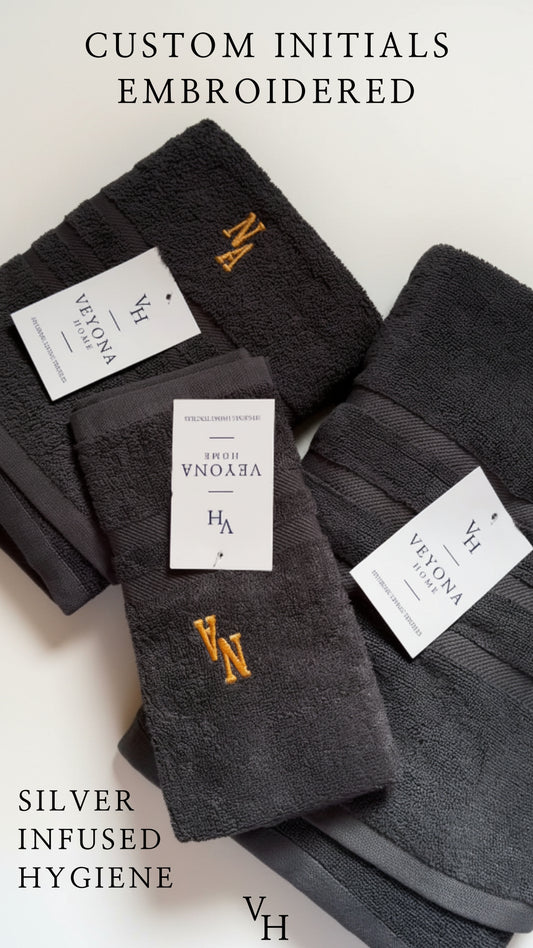 Custom Embroidered Silver-Infused Towel - Egyptian Cotton Bundle Pack